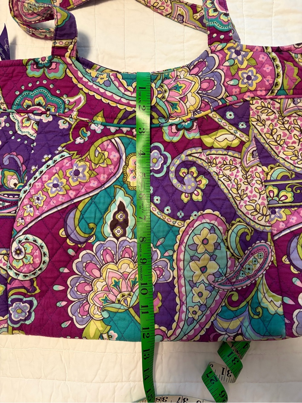 Vera Bradley Purple Paisley Quilted Tote with Teal and Pink Accents - Picture 7 of 7